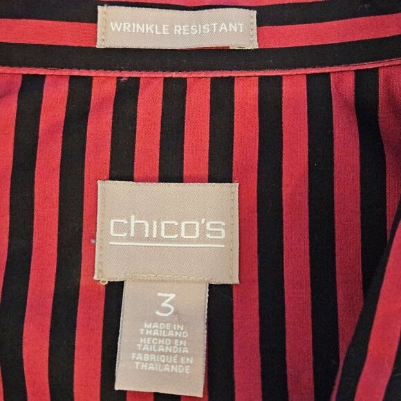 Chico's size 3 (XL) Button Down Wrinkle Resistant Shirt Raspberry Stripe - Picture 5 of 9